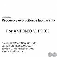 PROCESO Y EVOLUCIN DE LA GUARANIA - Por ANTONIO V. PECCI - Sbado, 22 de Agosto de 2020